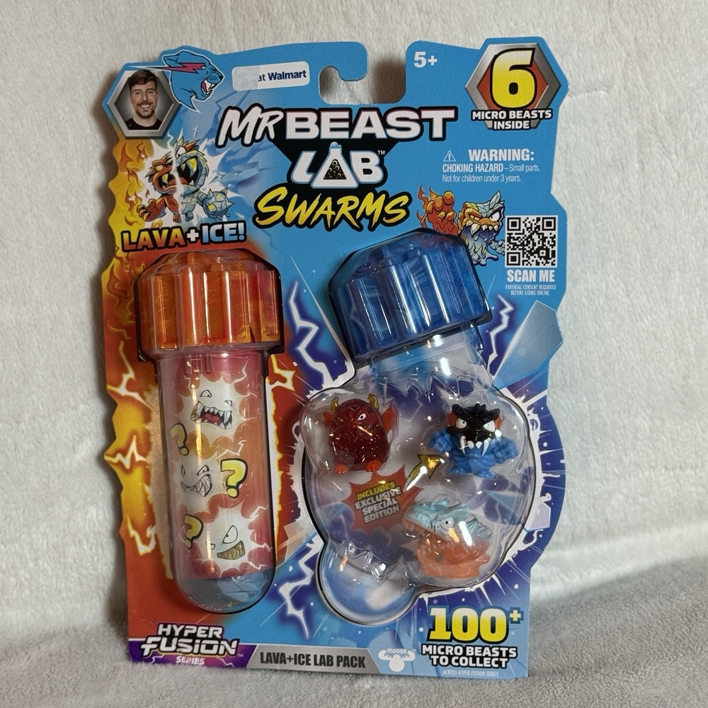 MrBeast Lab Swarms Hyper Fusion Series Lava & Ice Lab Pack - 6 Micro Beasts NEW